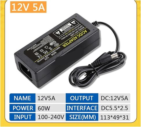 محول طاقة 12V5A محول AC-DC 100-240 فولت 5.5 × 2.5 ملم (قابس المملكة المتحدة) in Saudi Arabia