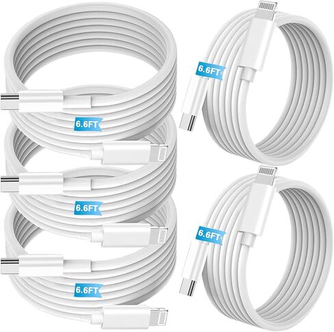 5 قطع كابل شحن سريع PD، معتمد من MFi، 6.6FT*5】 متوافق مع iPhone 14 13 12 11 Pro Max XS XR X 8 Plus، Pad، كابل USB C إلى L in Kuwait