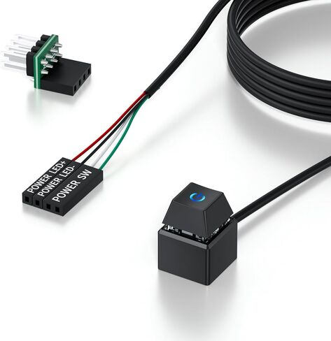 PC Power Button with 118" Cable - Desktop Computer Power Switch, External ON/Off Switch LED, PC Power Supply Button Splitter for Computer Motherboard (Black 118'') in Saudi Arabia