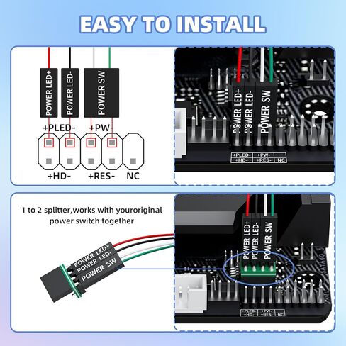 PC Power Button with 118" Cable - Desktop Computer Power Switch, External ON/Off Switch LED, PC Power Supply Button Splitter for Computer Motherboard (Black 118'') in Saudi Arabia