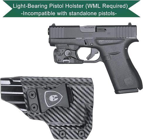 WARRIORLAND IWB Kydex Holster, Compatible with (No Railed/NO MOS Version) Glock 43 /43X / 48 with TLR-6 / TLR-6 HL/TLR-6 HL G Light, Adj. Cant & Retention, Right- / Left-Hand Option in Saudi Arabia