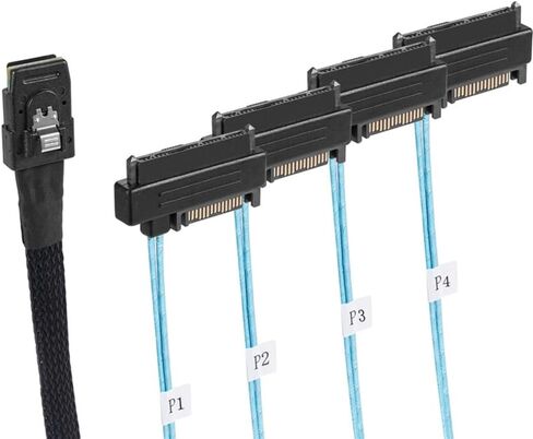 Mini SAS Sff-8087 إلى 4 Sff-8482 خادم صفيف بطاقة القرص الصلب كابل بيانات كابل الطاقة 0.5 متر in Saudi Arabia