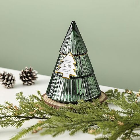 Christmas Tree Candles, Balsam & Cedar Scented Candle, Green Xmas Tree Shaped Candle, Christmas Home Table Decor Gifts for Women in Saudi Arabia