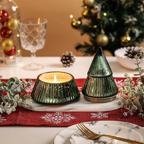 Christmas Tree Candles, Balsam & Cedar Scented Candle, Green Xmas Tree Shaped Candle, Christmas Home Table Decor Gifts for Women in Saudi Arabia