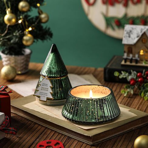 Christmas Tree Candles, Balsam & Cedar Scented Candle, Green Xmas Tree Shaped Candle, Christmas Home Table Decor Gifts for Women in Saudi Arabia