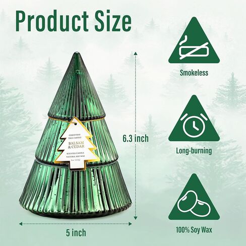 Christmas Tree Candles, Balsam & Cedar Scented Candle, Green Xmas Tree Shaped Candle, Christmas Home Table Decor Gifts for Women in Saudi Arabia