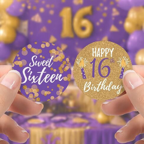 Sweet Sixteen 16th Birthday Party Round Labels - 40 Stickers in Kuwait