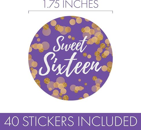 Sweet Sixteen 16th Birthday Party Round Labels - 40 Stickers in Kuwait