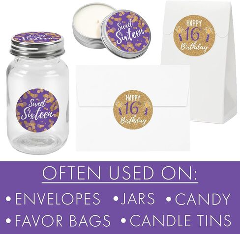 Sweet Sixteen 16th Birthday Party Round Labels - 40 Stickers in Kuwait
