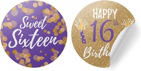 Sweet Sixteen 16th Birthday Party Round Labels - 40 Stickers in Kuwait