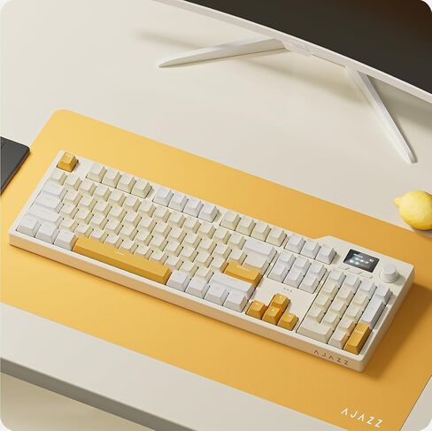 AK35I Wired Full-Size Mechanical Gaming Keyboard with Brown Switches, Grey-White Matching PBT Keycaps, Anti-Ghosting Multimedia Keys Roller, White Backlit, Programmable Macro, Aluminum Black in Kuwait
