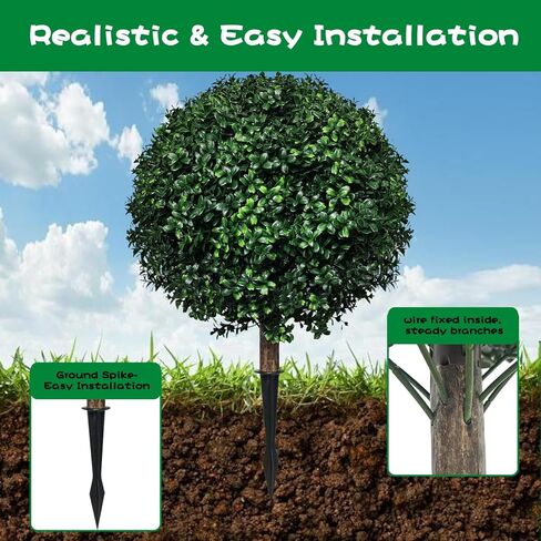 مجموعة من 2 شجرة من خشب البقس الاصطناعي للهالوين لتزيين الخريف في الهواء الطلق، شجيرات وهمية مقاومة للأشعة فوق البنفسجية بطول 24.5 سم، شجيرات دائمة الخضرة مع سبايك، نباتات صناعية للشرفة الداخلية in Kuwait