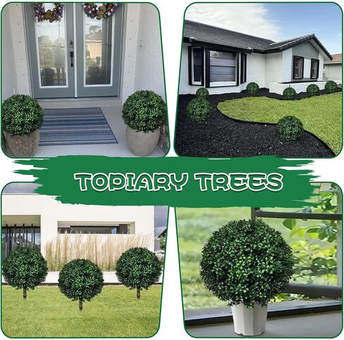 مجموعة من 2 شجرة من خشب البقس الاصطناعي للهالوين لتزيين الخريف في الهواء الطلق، شجيرات وهمية مقاومة للأشعة فوق البنفسجية بطول 24.5 سم، شجيرات دائمة الخضرة مع سبايك، نباتات صناعية للشرفة الداخلية in Kuwait