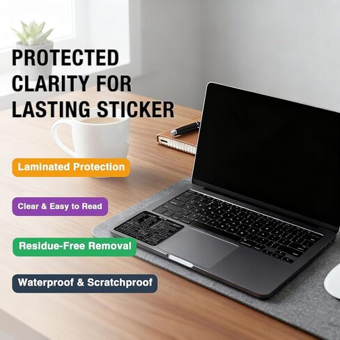Mac OS Shortcut Stickers (2-Pack) – MacBook Keyboard Cheat Sheet for macOS (2025) – Waterproof Removable Vinyl Decals for MacBook Air/Pro, M1/M2/M3/M4 in Saudi Arabia