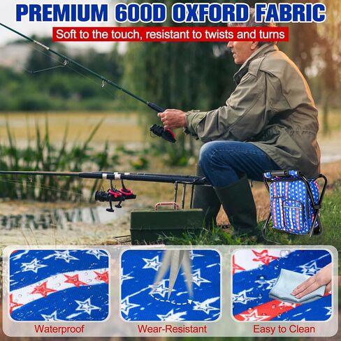 Kikerike Backpack Stool Cooler Chair Heavy Duty 300 LBS Max Load Portable Lightweight Folding Fishing Cooler for Camping Hunting Fishing - Black in Kuwait