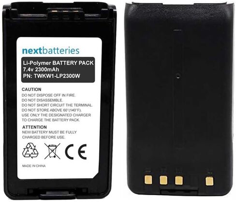 بطارية متوافقة مع راديو Kenwood NexEdge NX-320 ثنائي الاتجاه - بطارية بديلة من خلايا ليثيوم بوليمر 2300 مللي أمبير في الساعة 7.5 فولت in Kuwait