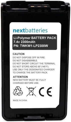 بطارية متوافقة مع راديو Kenwood NexEdge NX-320 ثنائي الاتجاه - بطارية بديلة من خلايا ليثيوم بوليمر 2300 مللي أمبير في الساعة 7.5 فولت in Kuwait