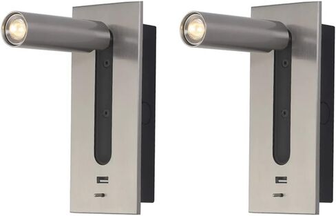 مصباح قراءة حديث بجانب السرير LED مع منفذ USB وشحن سريع قابل للتعديل مصباح قراءة مثبت على الحائط باللون الأبيض الدافئ 3000k 5V 2.1A أسود in Kuwait