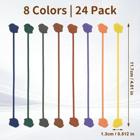 24-Pack Reusable Fish-Shape Silicone Cable Ties – 8 Colors, 4.7" Adjustable Cord Organizers for Cords & Electronics, Cord Wraps for Charging Cables, Cable Management for Home & Office in Saudi Arabia