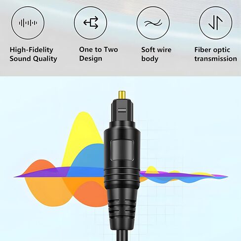 MAYWILLA 1 in 2 Out Toslink Digital Optical Splitter Adapter Cable,1 Male Input 2 Male Output Digital Fiber Optic Audio Splitter Cable for TV,DVD,HDT,Sound Bar,Amplifier,Receiver - 1M in Saudi Arabia