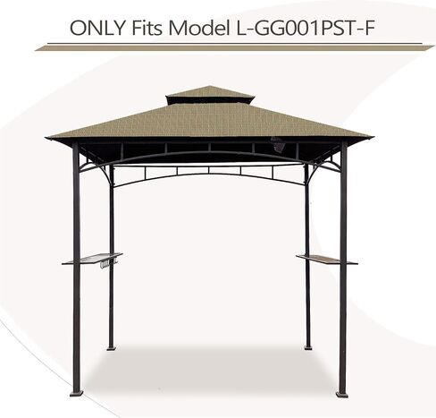 Grill Gazebo Replacement Canopy Roof – Hugline 5x8 Outdoor Grill Shelter Canopy Top Double Tiered BBQ Tent Cover Fit for Model L-GG001PST-F (Brown) in Saudi Arabia