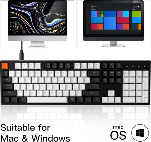 Keychron C2 Full Size 104 Keys Wired Mechanical Gaming Keyboard for Mac Layout, K Pro Brown Switch/White LED Backlight/Double Shot ABS Keycaps/USB C Computer Keyboard for Windows Laptop in Saudi Arabia