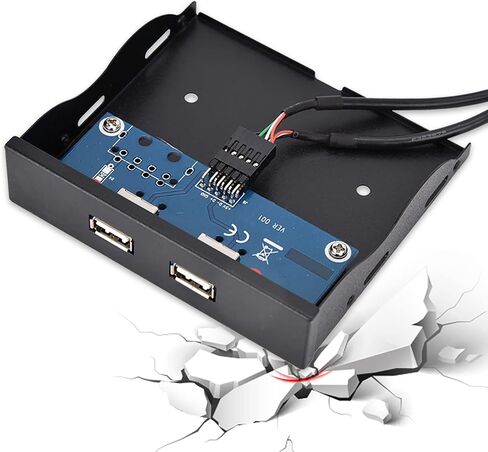 لوحة أمامية لمحرك الأقراص المرنة بسلك نحاسي معلب مقاس 3.5 بوصة USB2.0 بمنفذين 9 سنون، لمضيف سطح المكتب بدون واجهة USB أمامية in Saudi Arabia