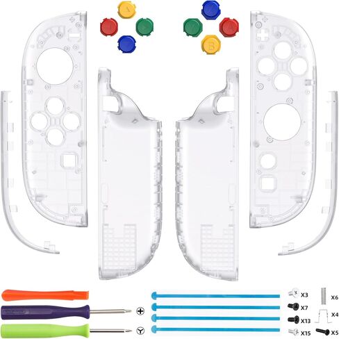 eXtremeRate Replacement Shell Buttons for Joycon 2, Clear Blue & Orange Custom Housing Faceplate Case + Decorative Strips + ABXY Direction Keys Tools for Nintendo Switch 2 Controller - Essence Version in Saudi Arabia