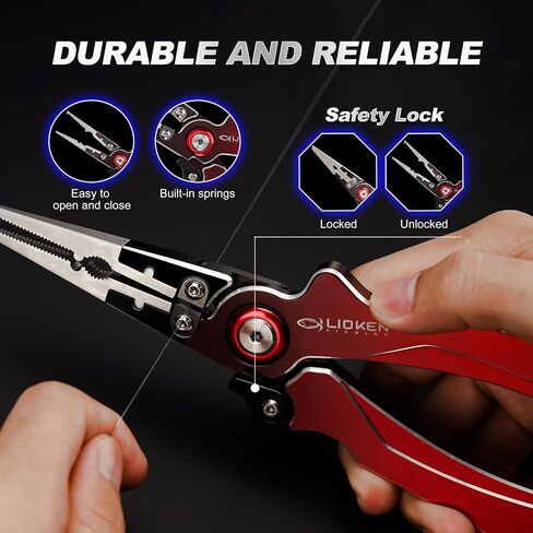 8 Inch Multifunctional Fishing Pliers, Aluminum Corrosion Resistant Hook Remover, Saltwater Proof Fishing Pliers with Sheath Coiled Lanyard and Safety Lock, Tungsten Carbide Fishing Line Cutter in Saudi Arabia