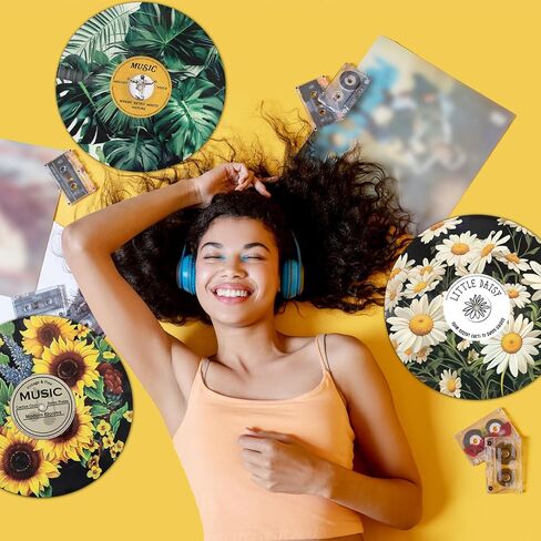 Chunful 6 Pake 12 Inch vintage records wall decor Aesthetic Retro Record Wall Decor for Dorm Bedroom Living Room Art Display Rock and Roll Music Hippie Party Records Decorations(Botanical) in Saudi Arabia