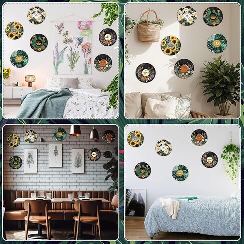 Chunful 6 Pake 12 Inch vintage records wall decor Aesthetic Retro Record Wall Decor for Dorm Bedroom Living Room Art Display Rock and Roll Music Hippie Party Records Decorations(Botanical) in Saudi Arabia