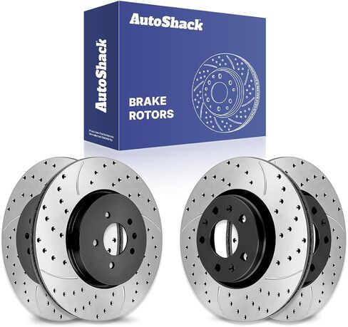 Autoshack Black Hat حفر ودوارات الفرامل المقطوعة من أدوات استبدال دوارات الفرامل الأمامية والخلفية لعام 2003 Cadillac Seville 2003-2007 CTS 2005-2008 STS 2.8L 3.2L 3.6L 4.6L V6 V8 AWD FWD PR65084-65100LR in Saudi Arabia