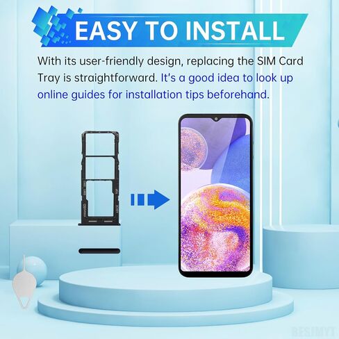 استبدال صينية بطاقة Sim لهاتف Samsung Galaxy A23 (إصدار SIM واحد) محول حامل فتحة صينية البطاقة السوداء مع قاذف إبرة لـ A23 SM-A235F in Saudi Arabia