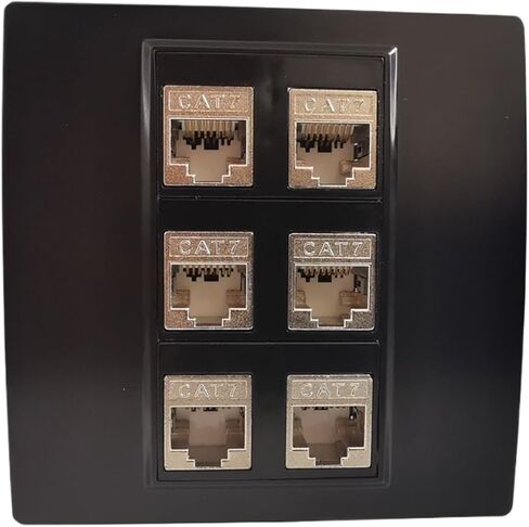 6 منافذ CAT7 RJ45 لوحة حائط شبكية محمية لوحة سوداء 600 ميجا هرتز LAN Ethernet Jack (CAT7) in Kuwait