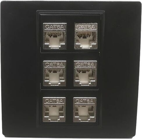 6 منافذ CAT7 RJ45 لوحة حائط شبكية محمية لوحة سوداء 600 ميجا هرتز LAN Ethernet Jack (CAT7) in Kuwait