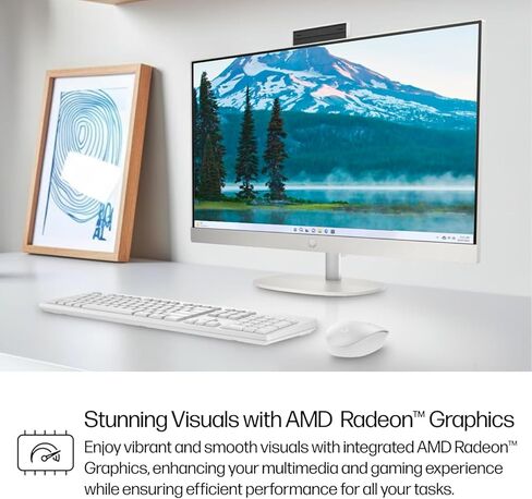 HP 27 Inch All in One Touchscreen Desktop Computer | AMD Ryzen 5 7520U Processor (8-Core, Up to 4.3 GHz) | 16GB DDR5, 1TB SSD | FHD IPS Display | WiFi 6 | Windows 11 | Wireless Keyboard and Mouse in Saudi Arabia