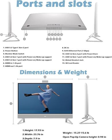 كمبيوتر مكتبي Dell Inspiron 7730 الكل في واحد - شاشة لمس FHD مقاس 27 بوصة، Intel 7 150U (10 مراكز)، NVIDIA MX570A، Wi-Fi 6E، Win 11 Pro، لوحة مفاتيح وماوس Dell Pro (ذاكرة الوصول العشوائي 64 جيجابايت، 4 تيرابايت SSD) in Kuwait