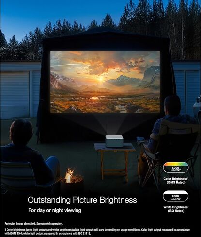 جهاز عرض ليزر ذكي محمول Epson EpiqVision Mini EF21، ساطع 1000 لومن، FHD 1080p HDR، 3-Chip 3LCD، Google TV، Netflix، مكبرات صوت ستيريو، الفناء الخلفي/المسرح المنزلي - أبيض ماسي (متجدد) in Kuwait