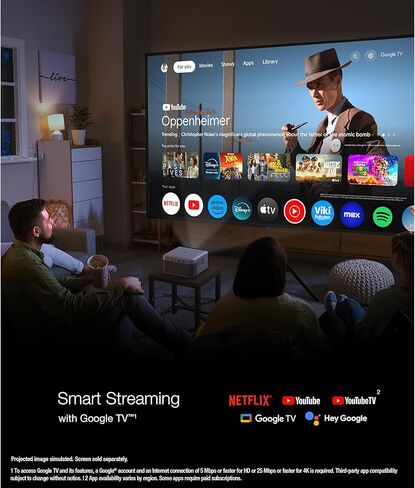 جهاز عرض ليزر ذكي محمول Epson EpiqVision Mini EF21، ساطع 1000 لومن، FHD 1080p HDR، 3-Chip 3LCD، Google TV، Netflix، مكبرات صوت ستيريو، الفناء الخلفي/المسرح المنزلي - أبيض ماسي (متجدد) in Kuwait