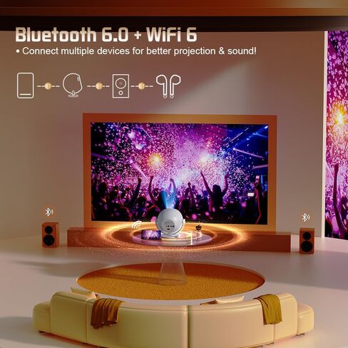 جهاز عرض صغير لاسلكي مع WIFI، 4K 1080P يدعم جهاز عرض محمول قابل للدوران 180 درجة. جهاز عرض أفلام بشاشة مقاس 17 بوصة - 130 بوصة. متوافق مع الهواتف الذكية والكمبيوتر المحمول والكمبيوتر الشخصي (بدون تطبيق) in Kuwait