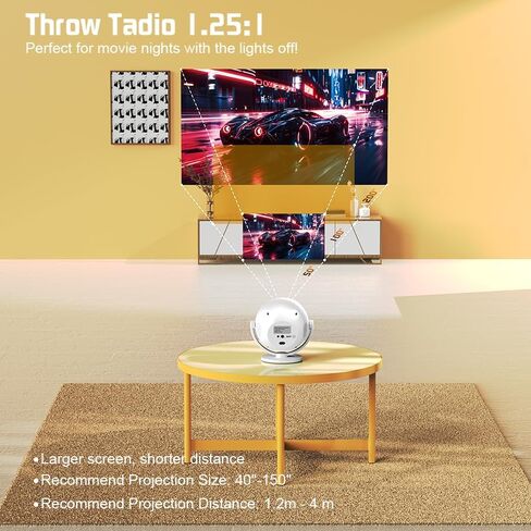 جهاز عرض صغير لاسلكي مع WIFI، 4K 1080P يدعم جهاز عرض محمول قابل للدوران 180 درجة. جهاز عرض أفلام بشاشة مقاس 17 بوصة - 130 بوصة. متوافق مع الهواتف الذكية والكمبيوتر المحمول والكمبيوتر الشخصي (بدون تطبيق) in Kuwait