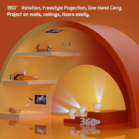 جهاز عرض صغير لاسلكي مع WIFI، 4K 1080P يدعم جهاز عرض محمول قابل للدوران 180 درجة. جهاز عرض أفلام بشاشة مقاس 17 بوصة - 130 بوصة. متوافق مع الهواتف الذكية والكمبيوتر المحمول والكمبيوتر الشخصي (بدون تطبيق) in Kuwait