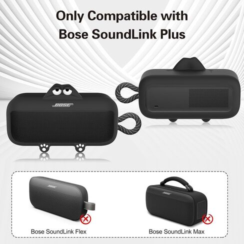حافظة من السيليكون لمكبر صوت Bose SoundLink Plus المحمول بتقنية البلوتوث، حافظة واقية ناعمة ولطيفة على شكل رسوم متحركة ضد الخدش والسقوط، متوافقة فقط مع Bose SoundLink Plus مع فتحة دقيقة (أسود) in Kuwait