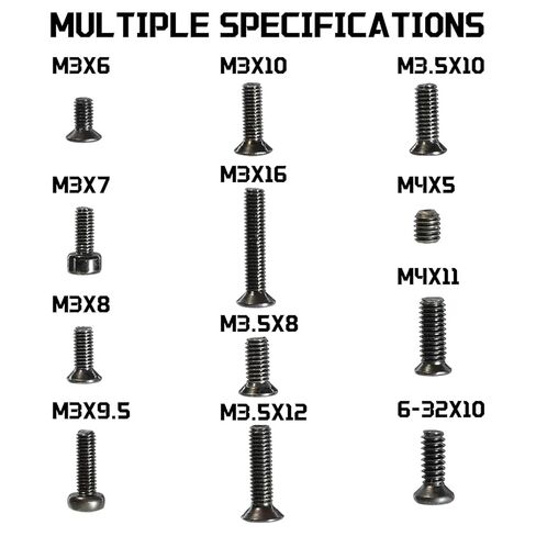 طقم براغي ريد دوت، 36 قطعة بصريات ومسامير تثبيت، M3x6، M3x7، M3x8، M3x9.5، M3x10، M3x12، M3x16، M3.5x8، M3.5x10، M4x5، M4x11، #6-32 أنواع البراغي in Kuwait