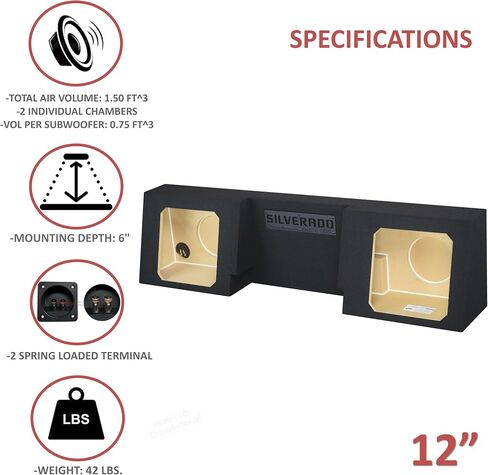 12" Dual Sealed Solo baric L7S L7R L7T sub Box, fits 2007-2024 Silverado Regular-cab Speaker Box subwoofer Enclosure Stereo car Audio Home Audio in Saudi Arabia