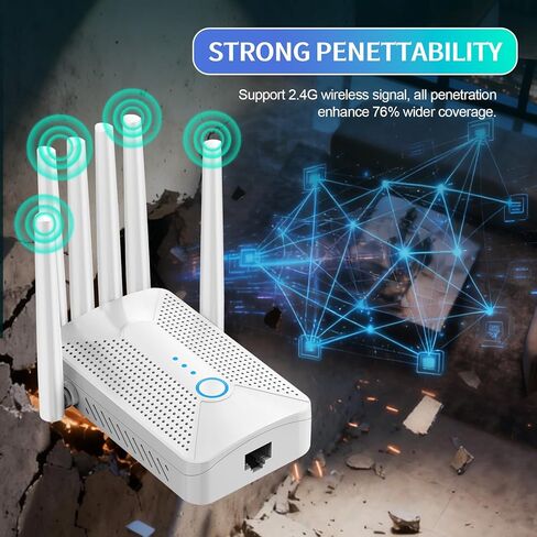 معزز إشارة موسع WiFi للمنزل مع 6 هوائيات، مستقر وقوي يصل إلى 9800 قدم مربع لـ 64 جهازًا، معزز الإنترنت، مكرر WiFi ونقطة وصول لاسلكية، إعداد سهل، منفذ إيثرنت in Kuwait