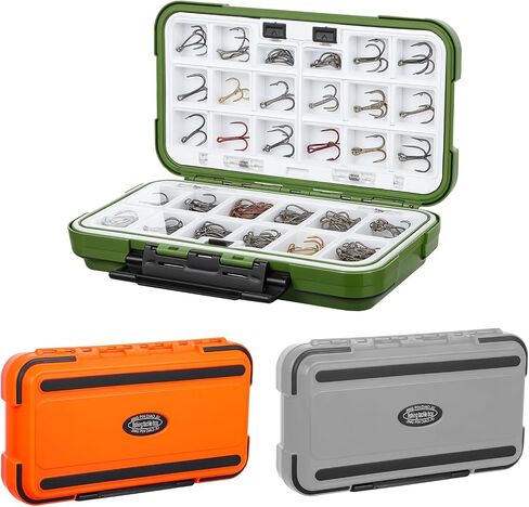 3 Pcs Small Waterproof Tackle Box Organizer, Plastic Double-Sided Storage with Adjustable Dividers for Fishing Lures, Hooks, Bait (Green, Orange, Gray) in Saudi Arabia