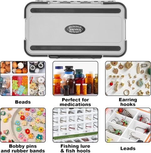 3 Pcs Small Waterproof Tackle Box Organizer, Plastic Double-Sided Storage with Adjustable Dividers for Fishing Lures, Hooks, Bait (Green, Orange, Gray) in Saudi Arabia