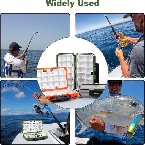 3 Pcs Small Waterproof Tackle Box Organizer, Plastic Double-Sided Storage with Adjustable Dividers for Fishing Lures, Hooks, Bait (Green, Orange, Gray) in Saudi Arabia
