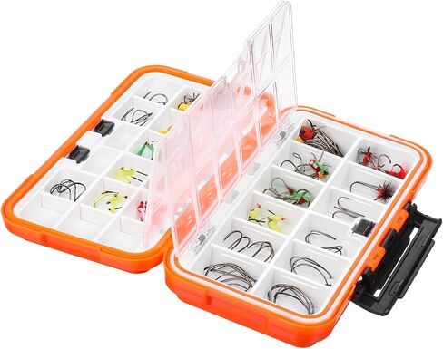 3 Pcs Small Waterproof Tackle Box Organizer, Plastic Double-Sided Storage with Adjustable Dividers for Fishing Lures, Hooks, Bait (Green, Orange, Gray) in Saudi Arabia